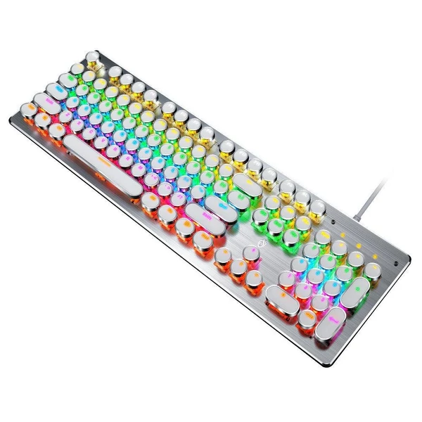 104 gombos vezetékes mechanikus billentyűzet, ergonómikus kialakítás, RGB háttérvilágítás - Fehér