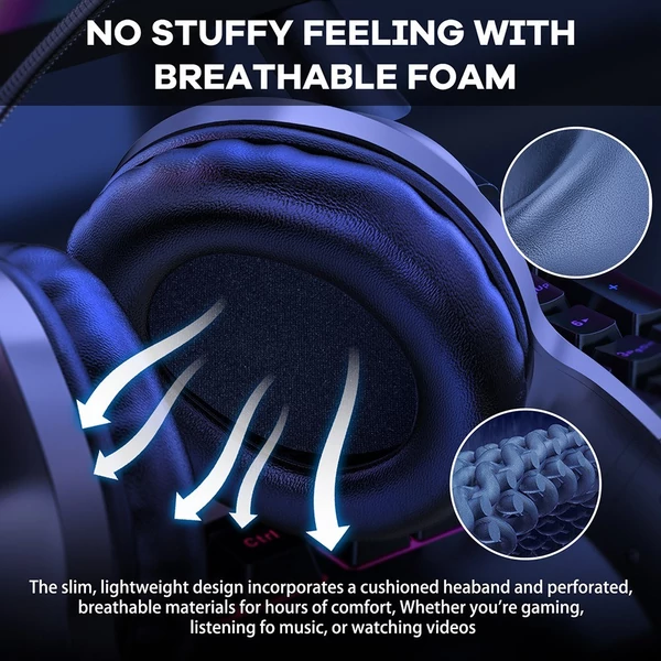 X7 Pro Gaming Headset, kiváló minőségű hangzás zajszűrővel, mikrofonnal és LED világítással