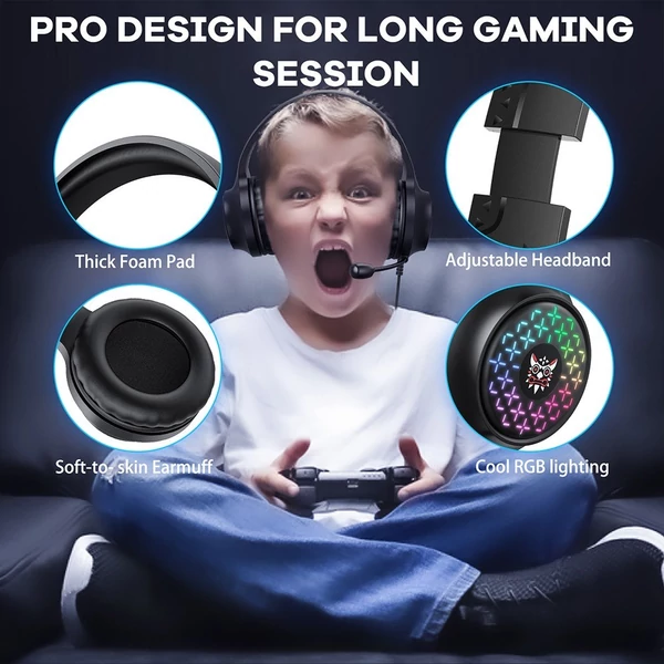 X7 Pro Gaming Headset, kiváló minőségű hangzás zajszűrővel, mikrofonnal és LED világítással