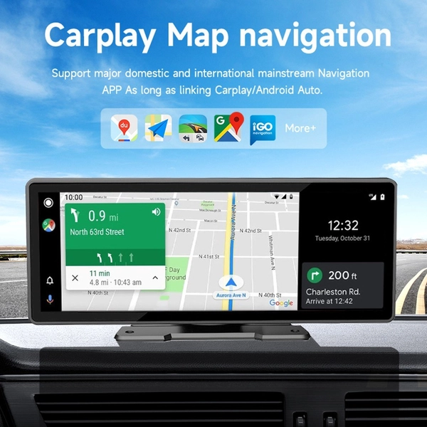 9 hüvelykes, nagy tisztaságú IPS képernyő, térképnavigáció, tolatókamera, vezeték nélküli Carplay érintőképernyővel, BT 5.0
