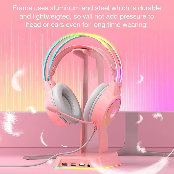 ONIKUMA X15 PRO Gaming Headset - RGB világítás, zajszűrő, 50 mm-es meghajtó - Pink