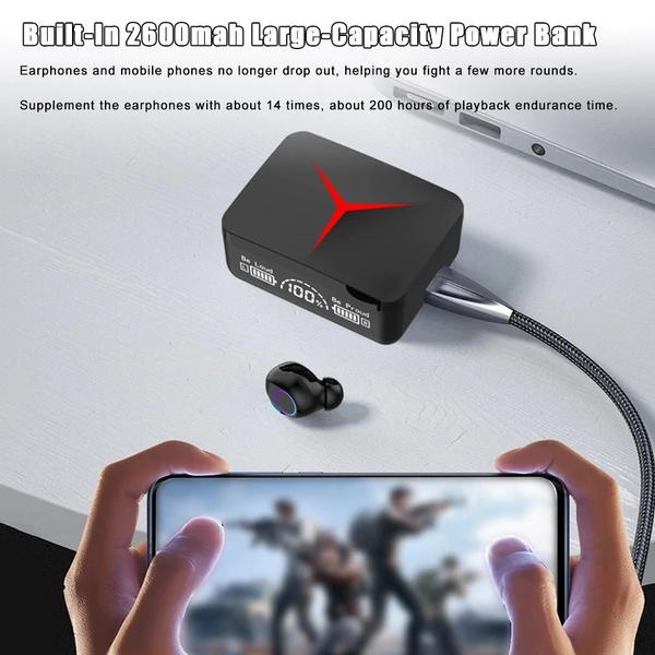 TWS M90 Pro True vezeték nélküli fülhallgató mikrofonnal, Hi-Fi-vel, BT5.3 zenéhez és hívásokhoz, érintésvezérléssel és Power Bank töltőtokkal