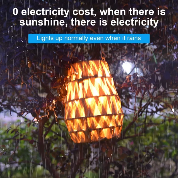 Napelemes LED lámpák Rattan kézzel szőtt lámpák