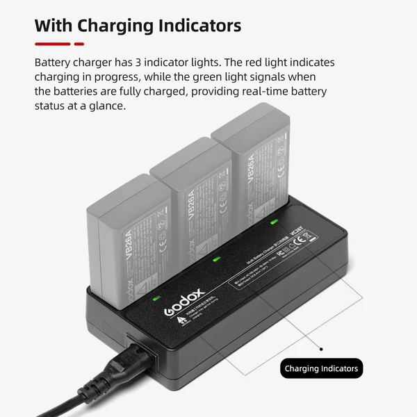 Godox VC26T 3 foglalatos akkumulátortöltő