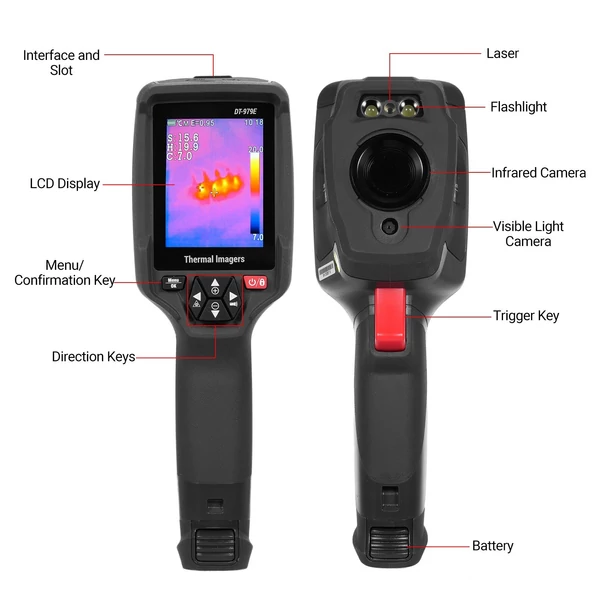 Kézi infravörös hőkamera, 120x90 IR felbontású kamera 2,8 hüvelykes színes LCD képernyővel