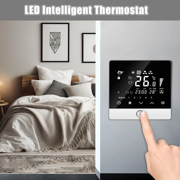 Intelligens termosztát 5+2 programozható energiatakarékos 3A vízmelegítő termosztát LCD kijelzővel – Fehér, normál