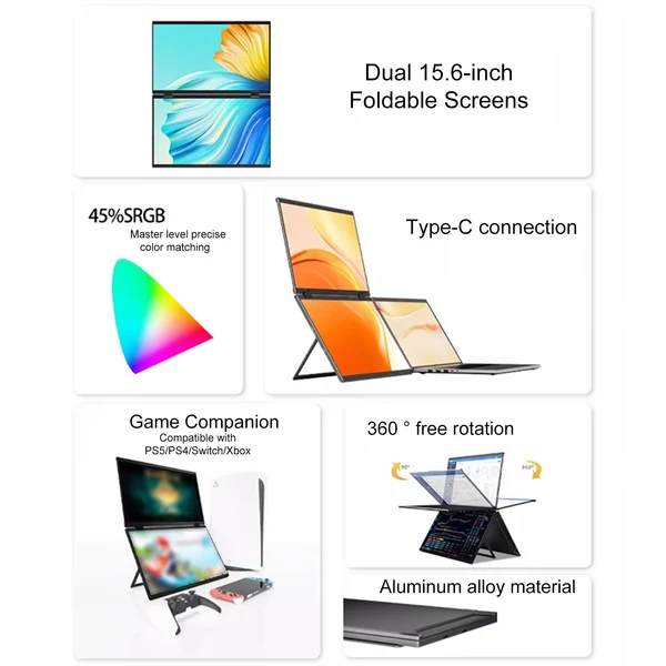 15,6 hüvelykes, kétmonitoros 1080P laptop képernyő-hosszabbító