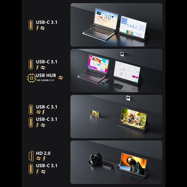 15,6 hüvelykes hordozható monitor UHD 4K OLED külső kijelzővel bővített monitor - érintőképernyő