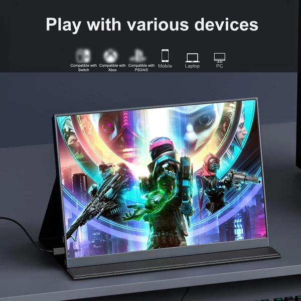 15,6 hüvelykes hordozható monitor, 1080P IPS képernyő, külső kijelző Ultravékony, kiterjesztett monitor