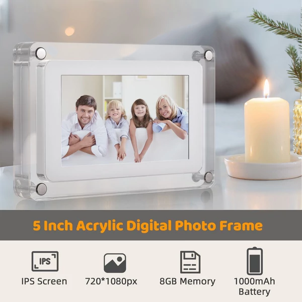 5 hüvelykes akril digitális képkeret fotó-/zene-/videolejátszóhoz
