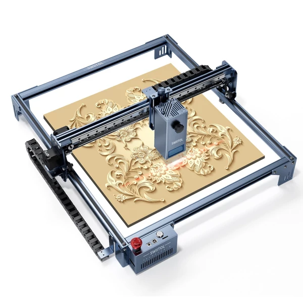 Swiitol C18 Pro 18 W lézergravírozó 400x400 mm-es méhsejt munkaasztallal és 4 az 1-ben Y-tengelyes forgóhengerrel, valamint 8 db magasított lábpárnával és légsegéd készlettel