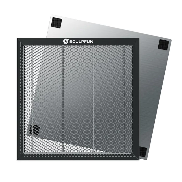 Swiitol C18 Pro 18 W lézergravírozó 400x400 mm-es méhsejt munkaasztallal és 4 az 1-ben Y-tengelyes forgóhengerrel, valamint 8 db magasított lábpárnával és légsegéd készlettel
