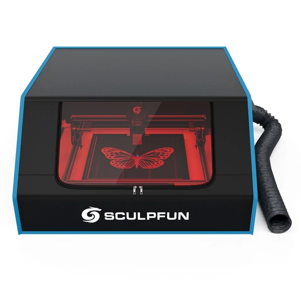 SCULPFUN S30 Pro Max 20 W-os lézergravírozó automatikus levegő-rásegítő rendszerrel, forgóhengerrel és B1 védőburkolattal és 400x400 mm-es méhsejt munkaasztallal