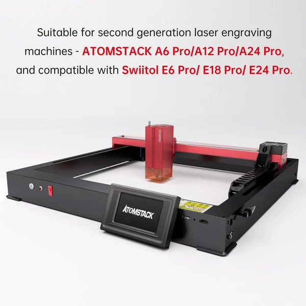 Swiitol E24 Pro 24W integrált szerkezetű lézergravírozó 400x400 mm-es méhsejt munkaasztallal és R3 Pro hengerrel és CR1 vezérlőterminállal és levegősegéd készlettel