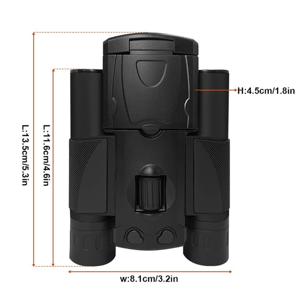 2,0 hüvelykes LCD 8X digitális zoom digitális fényképezőgép távcső 2,5K videó 40MP fotórögzítő teleszkóp - Fekete