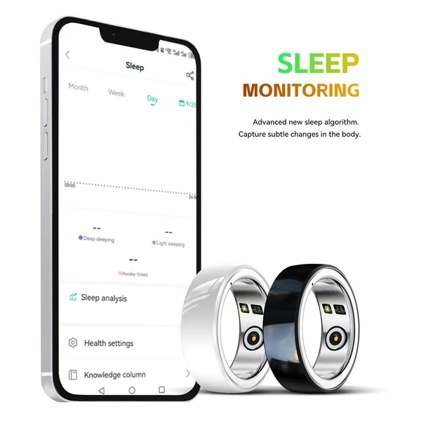 Rogbid R8 Smart Fitness nyomkövető gyűrű, Többféle sportmód Android, iOS rendszerrel - Fekete, 16mm
