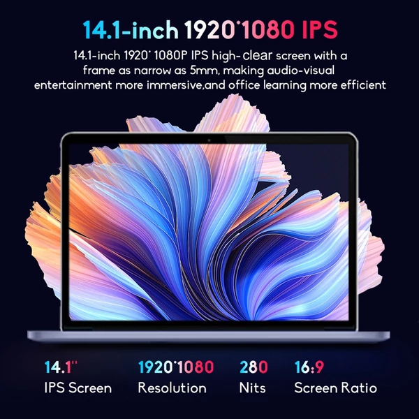 Ninkear N14PRO laptop 14,1 hüvelykes, 280 Nits IPS 1920*1080 kijelző, 16 GB DDR4, 1 TB SSD Windows 11