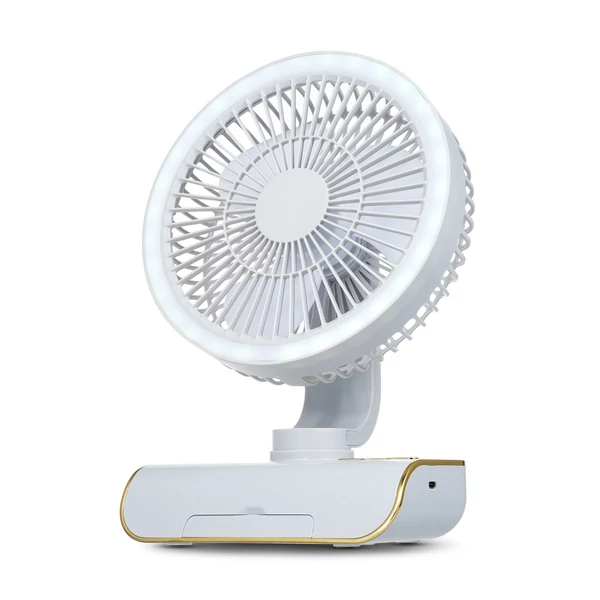 Asztali többfunkciós ventilátor USB újratölthető ventilátor, automatikus ventilátor (2000 mAh akkumulátor) - Szürke