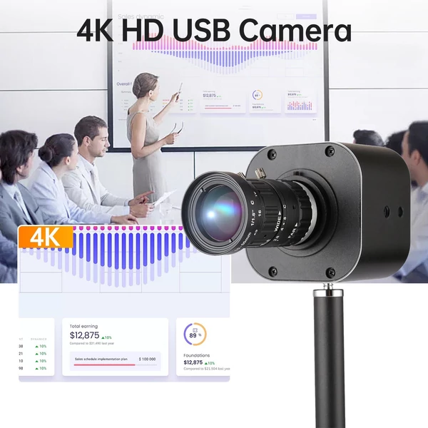 4K HD USB kamera 5X optikai zoom, 10-50 mm változó lencsés mini webkamera mikrofonnal