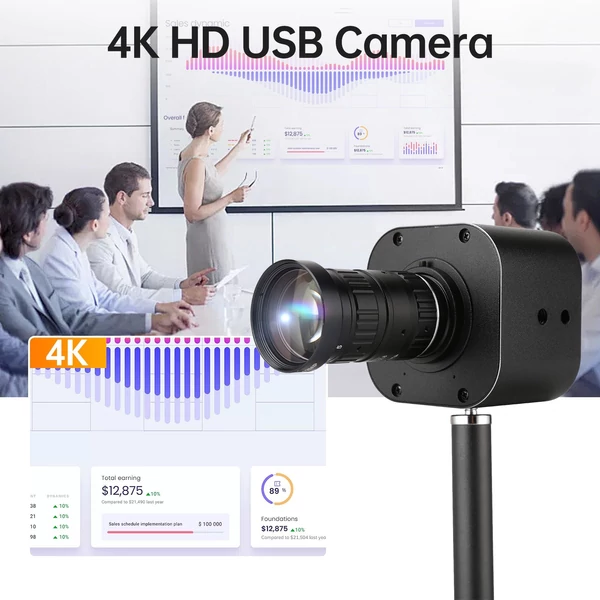 4K HD USB kamera 10x optikai zoom, 5-50 mm változó lencsés 8 MP mini webkamera mikrofonnal