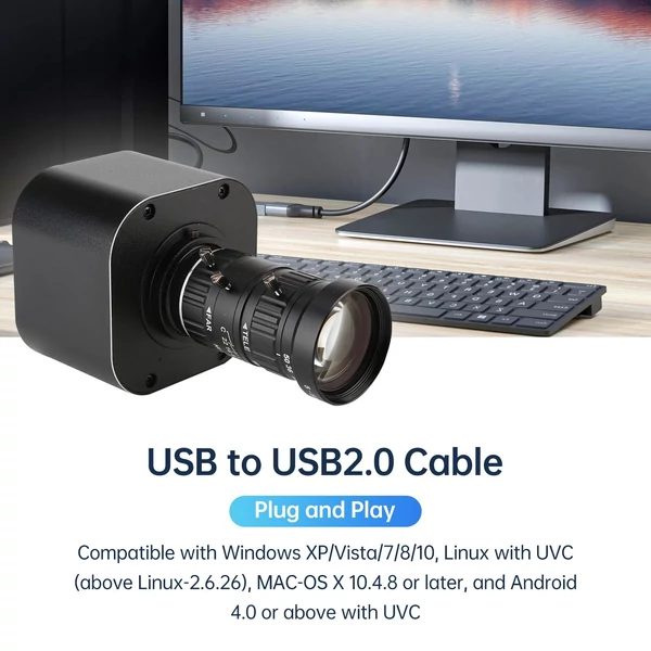 4K HD USB kamera 10x optikai zoom, 5-50 mm változó lencsés 8 MP mini webkamera mikrofonnal