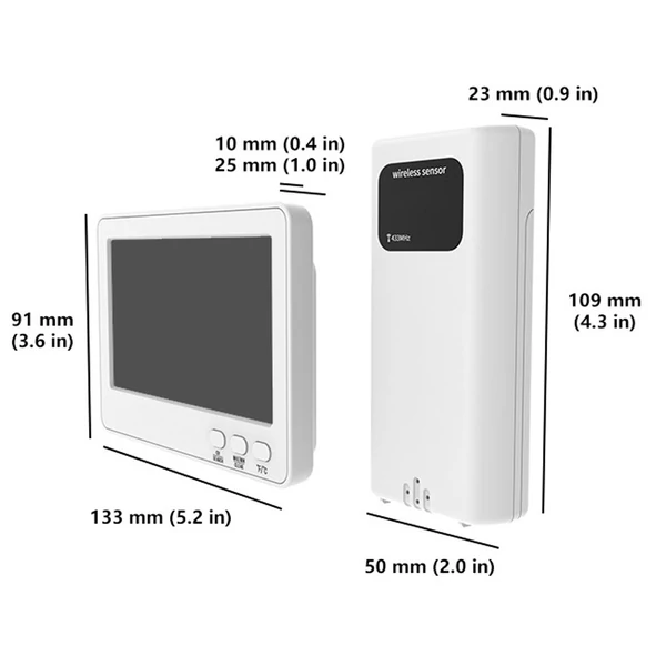 Beltéri kültéri hőmérő nedvességmérő 433 MHz vezeték nélküli időjárásjelző állomás LCD háttérvilágítással - Fekete