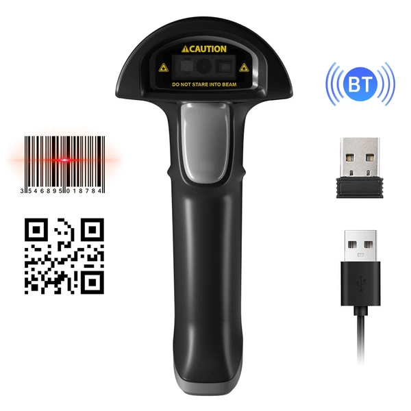Vezeték nélküli 2D 1D vonalkód-leolvasó BT+2.4G+USB vezetékes csatlakozású, nagy sebességű szkennelés – talapzat nélkül