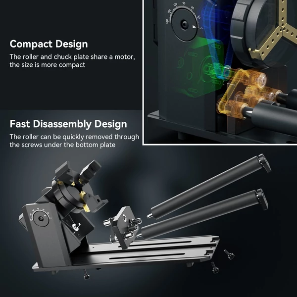 SCULPFUN RA Pro Max 4 az 1-ben forgó tokmány lézergravírozóhoz, Y tengelyű többfunkciós forgóhenger
