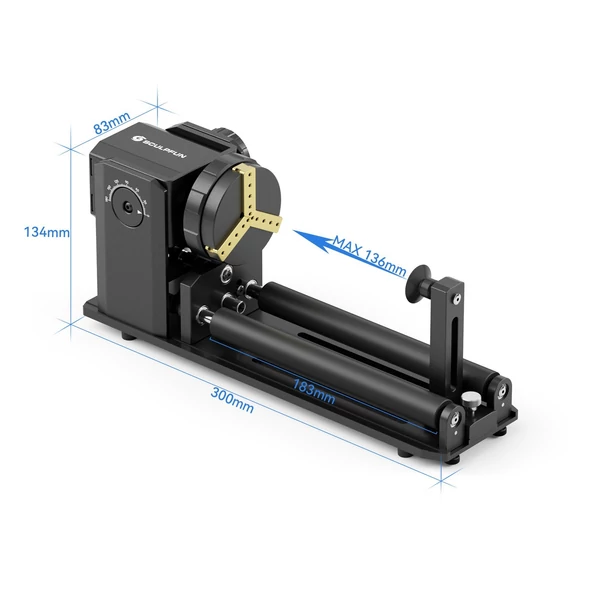SCULPFUN RA Pro Max 4 az 1-ben forgó tokmány lézergravírozóhoz, Y tengelyű többfunkciós forgóhenger