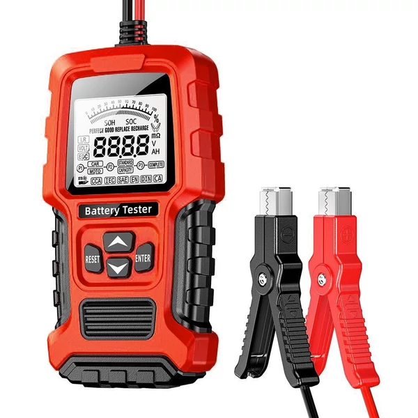 FOXSUR 12V 24V autóakkumulátor teszter LCD-vel, akkumulátorelemző teszteszközzel - Piros