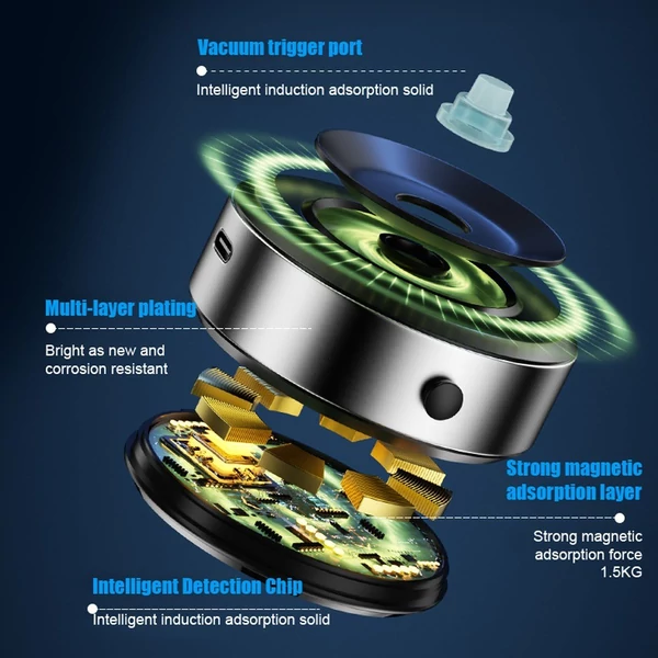 Autós tapadókorongos telefontartó, mágneses vákuum-adszorpciós telefon, táblagép-tartó - Fekete