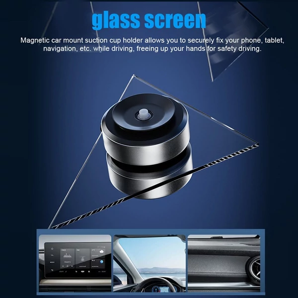 Autós tapadókorongos telefontartó, mágneses vákuum-adszorpciós telefon, táblagép-tartó - Fekete