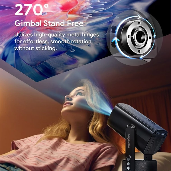 SkyEcho FreeONE Pro 1080P mini projektor, 4K videó projektor újratölthető elemmel