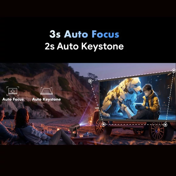 SkyEcho FreeONE Pro 1080P mini projektor, 4K videó projektor újratölthető elemmel