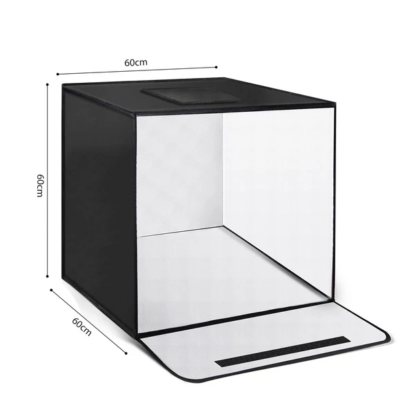 60x60x60cm-es összecsukható LED világító sátor, asztali fotóstúdió világítódoboz, Softbox