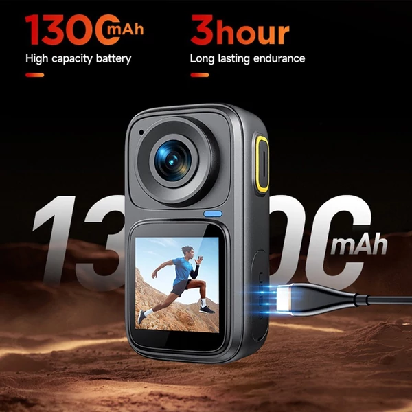 4K/30FPS sportkamera WiFi kamera, kétképernyős 6 tengelyes rázkódásgátló