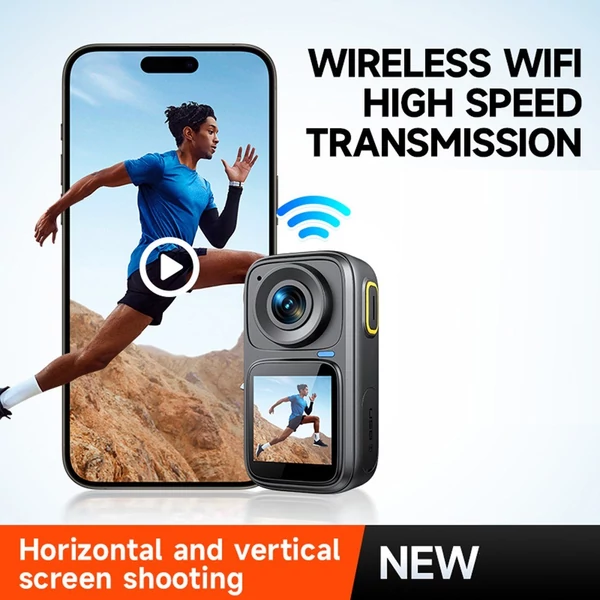 4K/30FPS sportkamera WiFi kamera, kétképernyős 6 tengelyes rázkódásgátló