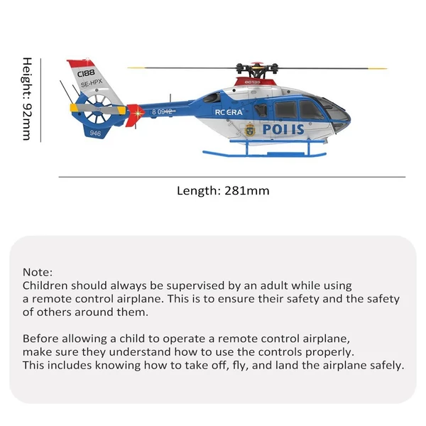 RC ERA C123 2.4G 6CH 6 tengelyes giroszkópos távirányítós helikopter - Kék, 1 akkumulátor