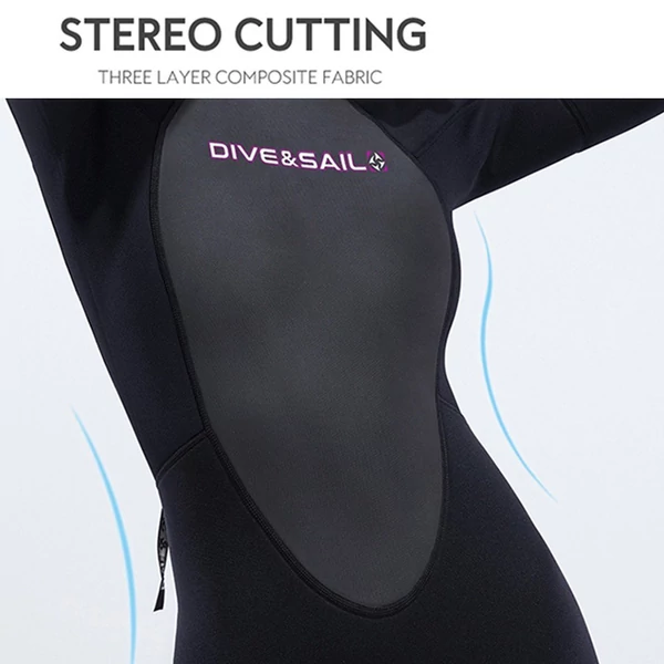 DIVE&SAIL teljes testű búvárruha 3 mm-es hosszú ujjú, vastagított melegséggel búvárkodáshoz - Férfi, 2XL méret