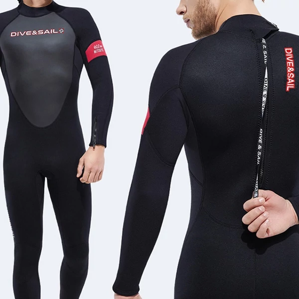 DIVE&SAIL teljes testű búvárruha 3 mm-es hosszú ujjú, vastagított melegséggel búvárkodáshoz - Férfi, 2XL méret