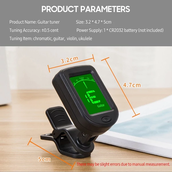 T-02 Guitar Tuner Clip-on kromatikus digitális tuner