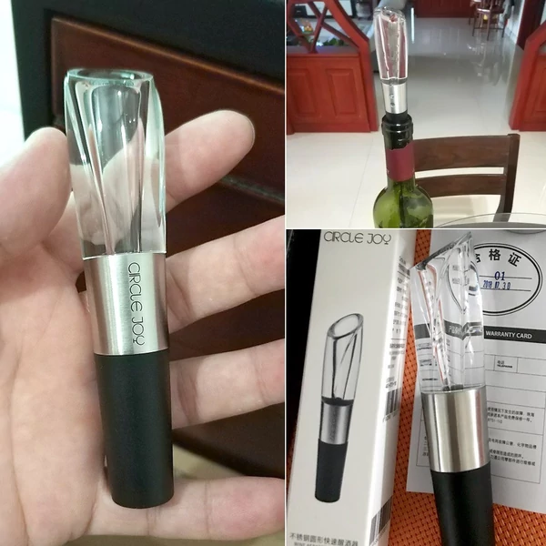 CIRCLE JOY Fast Wine Decanter rozsdamentes acél borkiöntő eszköz, mini vörösboros palack levegőztető