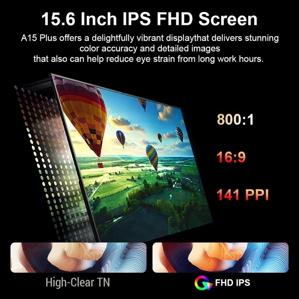 Ninkear A15PLUS laptop, 15,6 hüvelykes FHD IPS képernyő, Windows 11 - 32 GB DDR4, 1 TB SSD