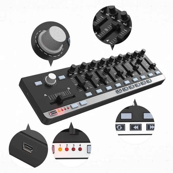 Worlde EasyControl.9 hordozható mini USB 9 Slim-Line Control MIDI vezérlő