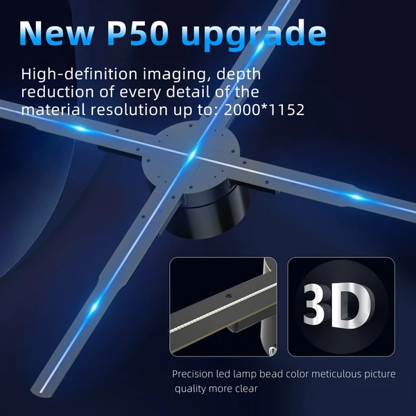 3D hologram projektor, reklám kijelző ventilátor falra szerelhető lejátszó 3D szabad szemmel