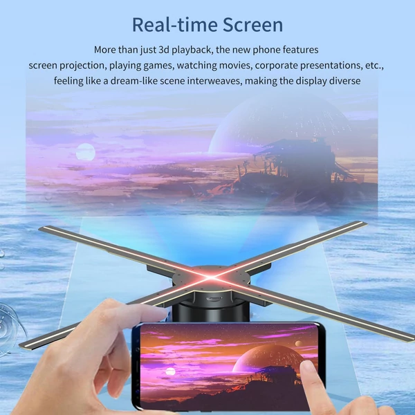3D hologram projektor, reklám kijelző ventilátor falra szerelhető lejátszó 3D szabad szemmel