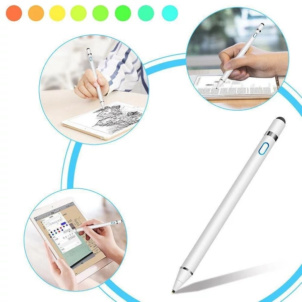 Aktív kapacitív toll, iPad Stylus IOS Android kompatibilis mobiltelefon tábla univerzális fehér
