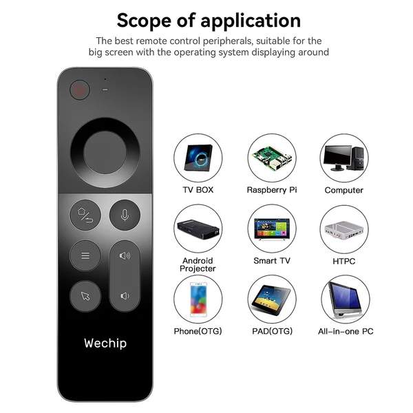 W3 2.4G Air Mouse, Vezeték nélküli billentyűzet, Hangvezérlés, IR tanulás, Távirányító