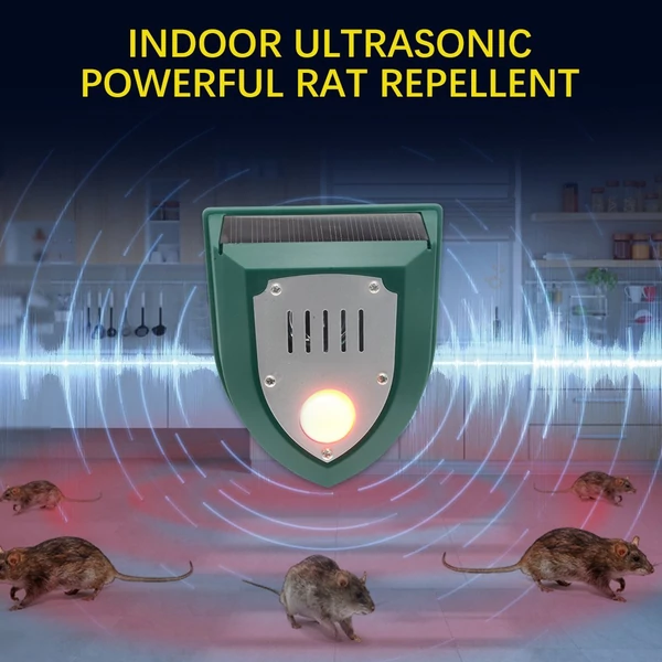 Napelemes elektronikus ultrahangos repeller PIR mozgásérzékelővel, riasztással, időzített emberi testre indukciós infravörös riasztófénnyel - 2db