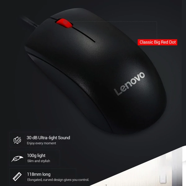 Lenovo M220L nagy pontosságú 1000 DPI vezetékes egér laptophoz, számítógéphez